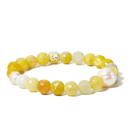 Yellow Agate & Pearl Bracelet