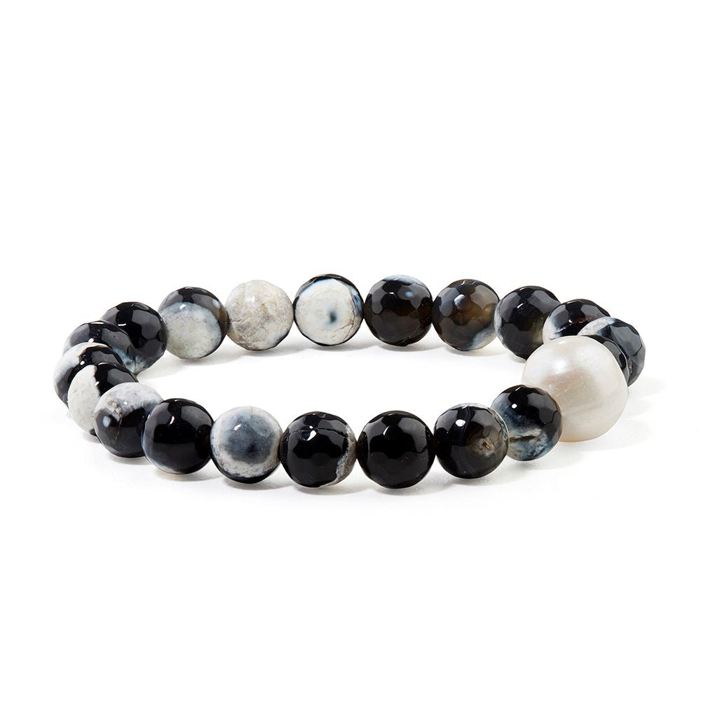 Panda Agate & Pearl Bracelet