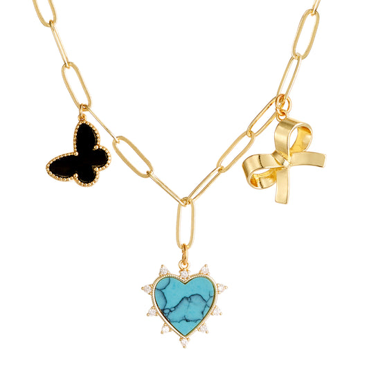 5 Sparkle Girl THREE Charm Necklace