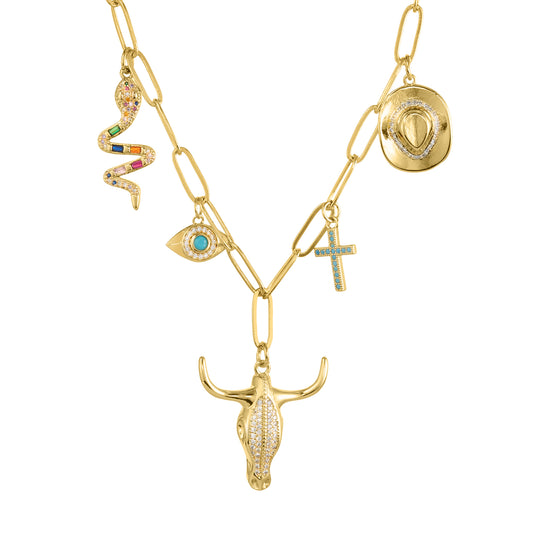Wild Western Woman FIVE Charm Necklace