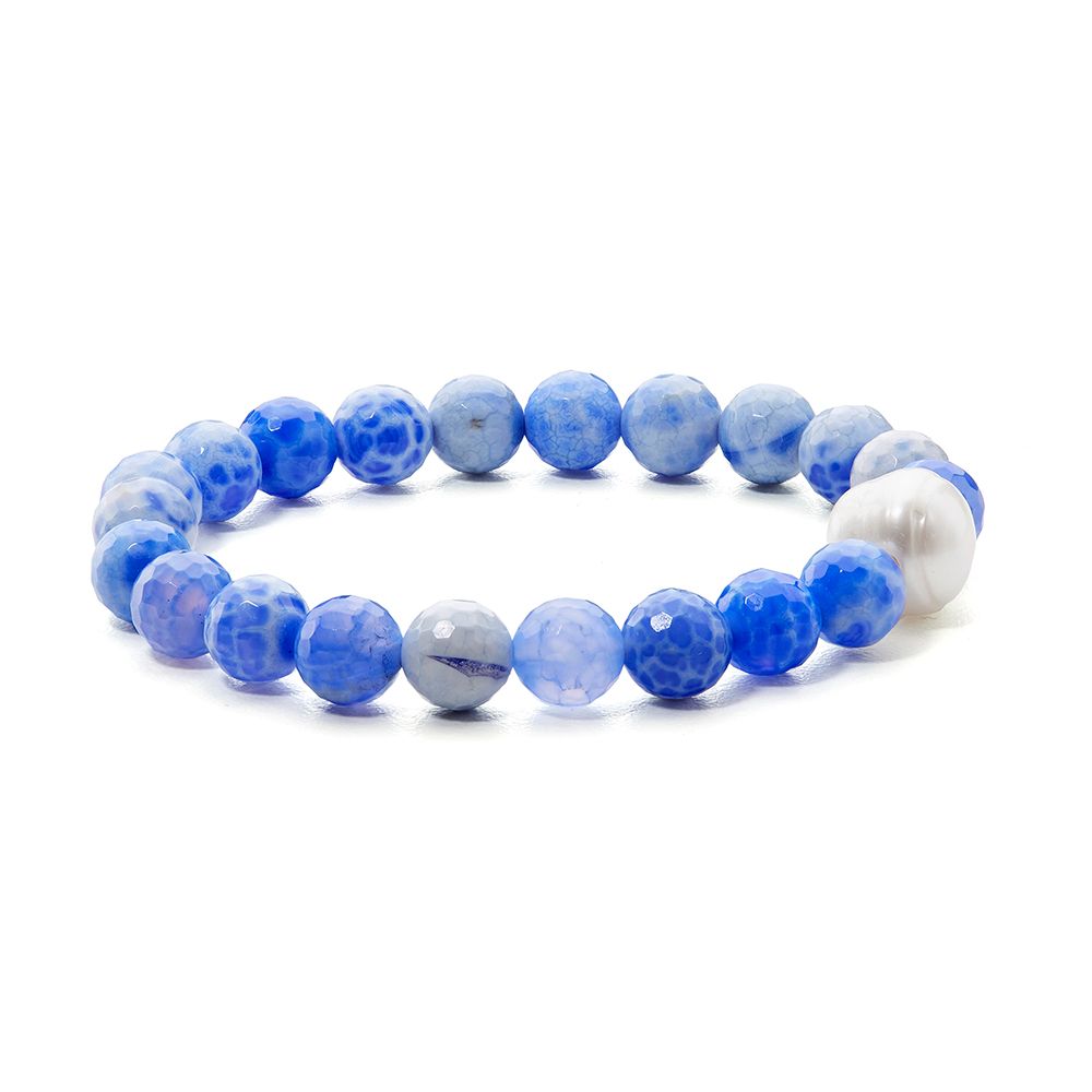 Blue Agate & Pearl Bracelet