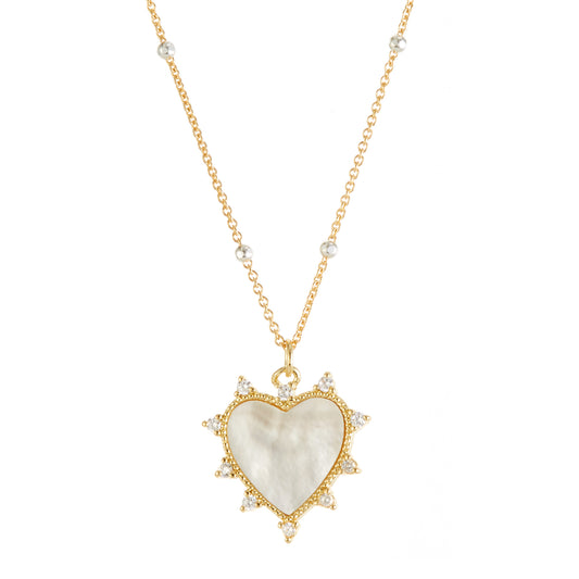 Sacred Heart Necklace in White