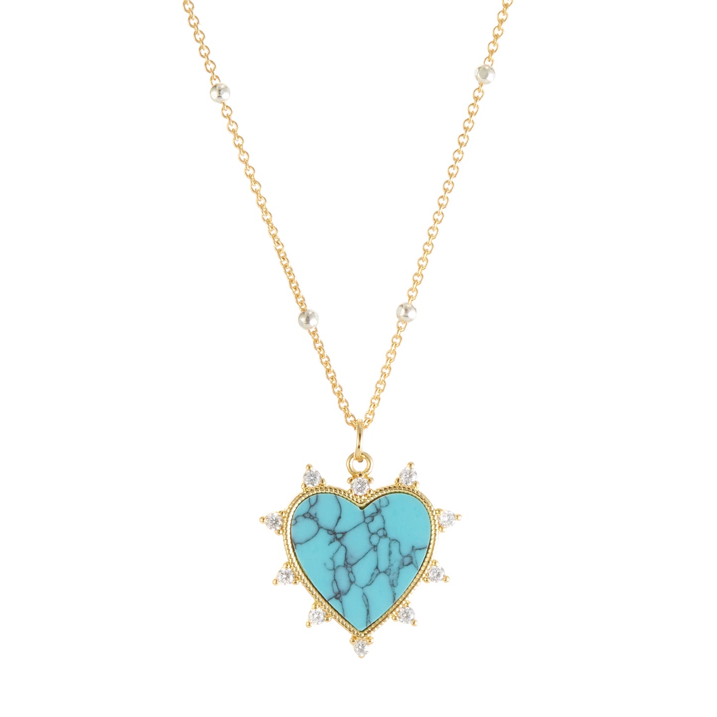 Sacred Heart Necklace in Turquoise