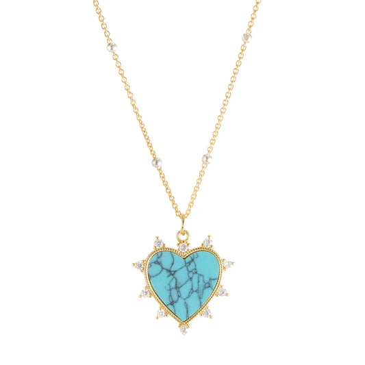 Sacred Heart Necklace in Turquoise