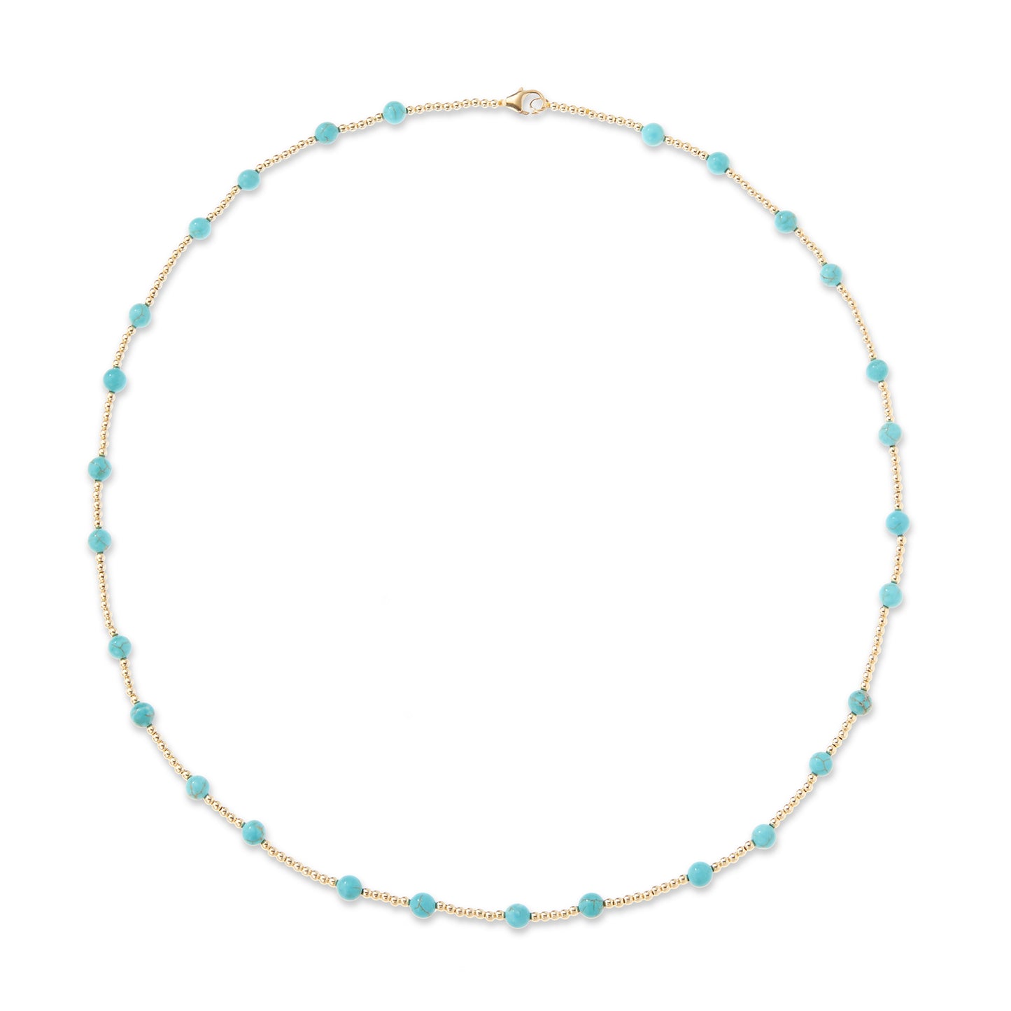 Turquoise and Gold Micro Bead Necklace