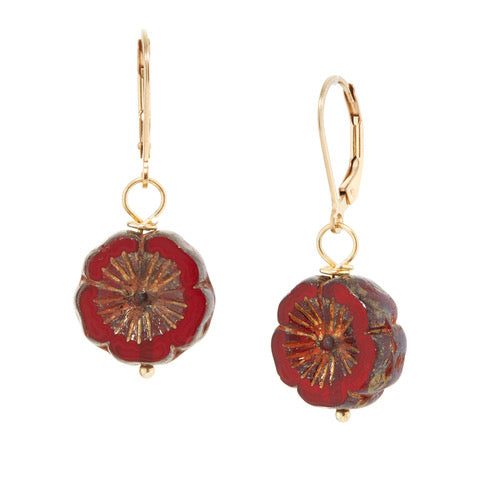 Red Flower Earrings