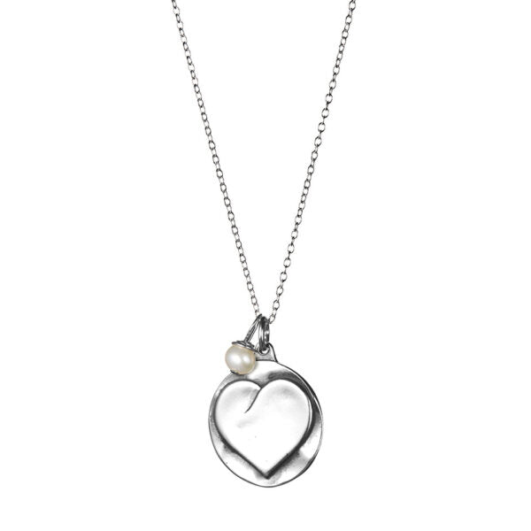 LARGE SILVER HEART NECKLACE